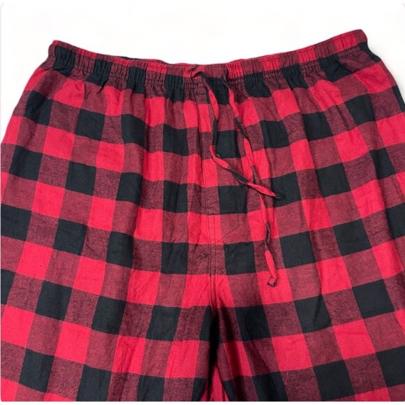 Mens Red and Black Plaid Pajama Pants Size XL Elastic Waist Drawstring - Picture 4 of 9
